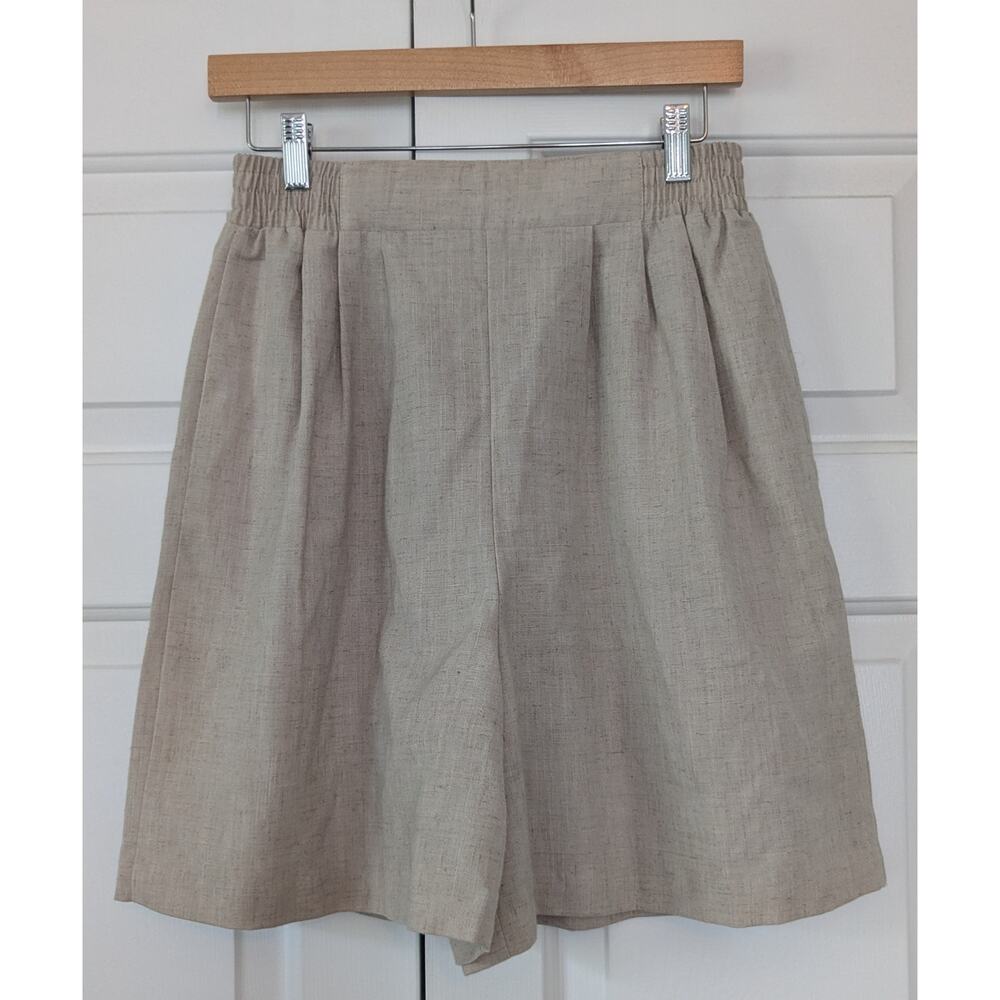Avon Style Vintage Linen Blend Pleated Pull On Shorts